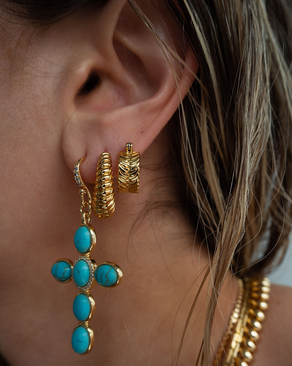 Ridged Marbella Hoops- Gold (Ships Mid September)