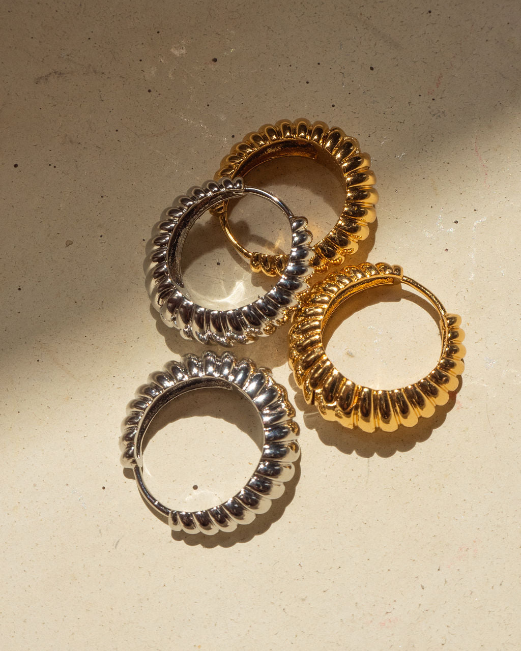 Ridged Marbella Hoops- Gold (Ships Mid September)