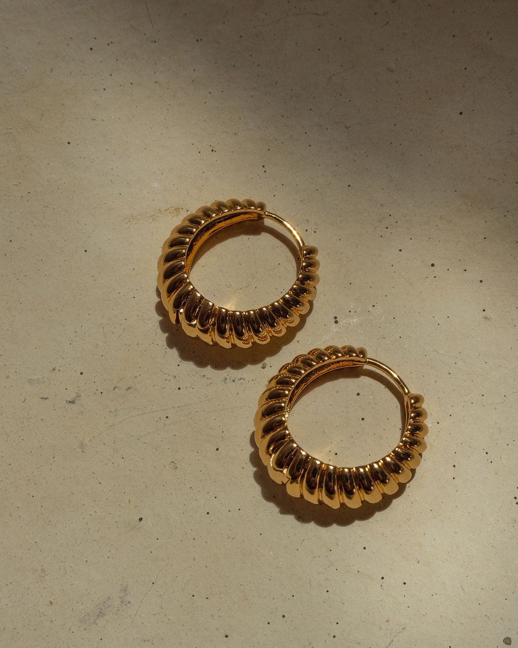 Ridged Marbella Hoops- Gold (Ships Mid September)