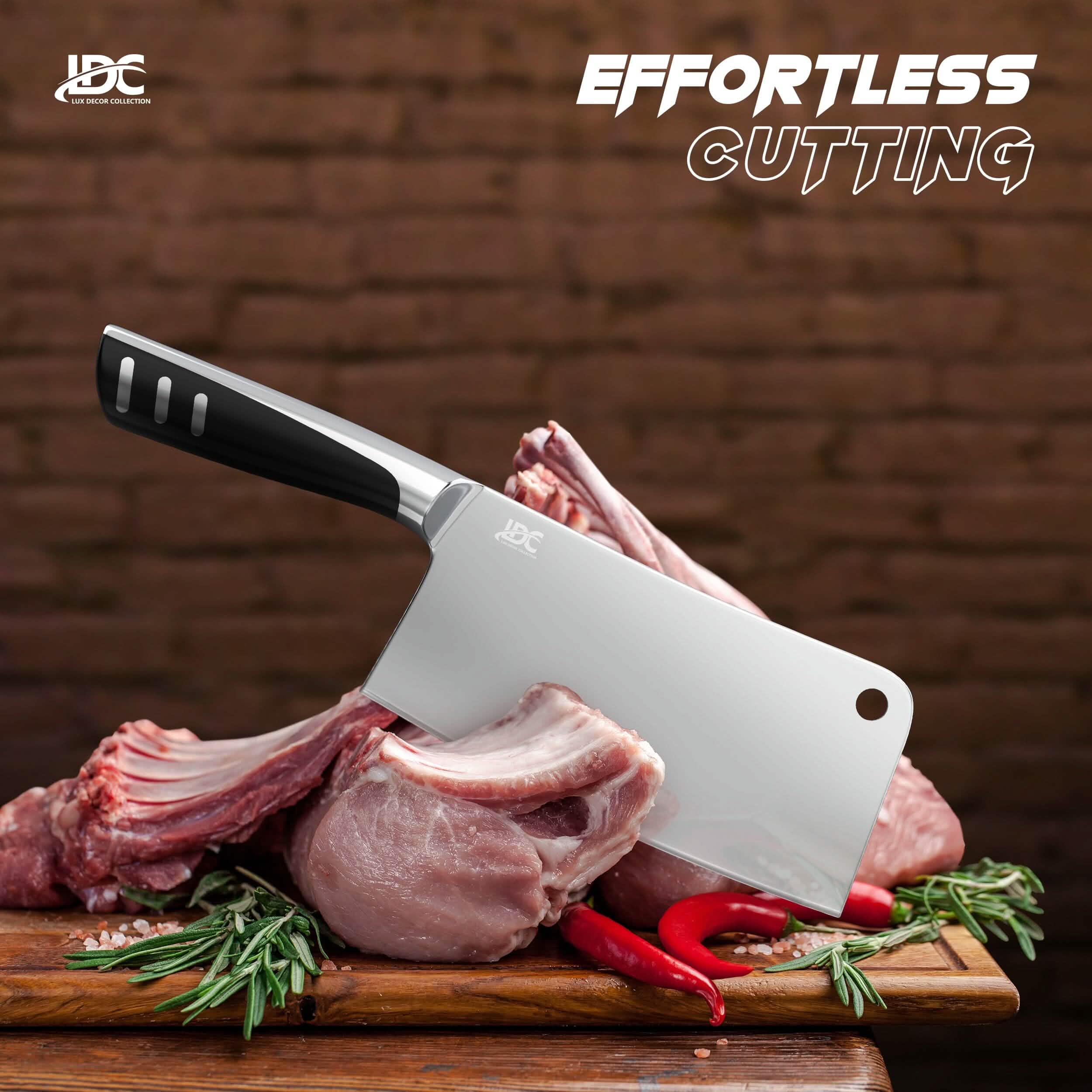 Lux Decor Collection Meat Cleaver 7 Inch Sharp Butcher Knife Heavy Futy Chopper