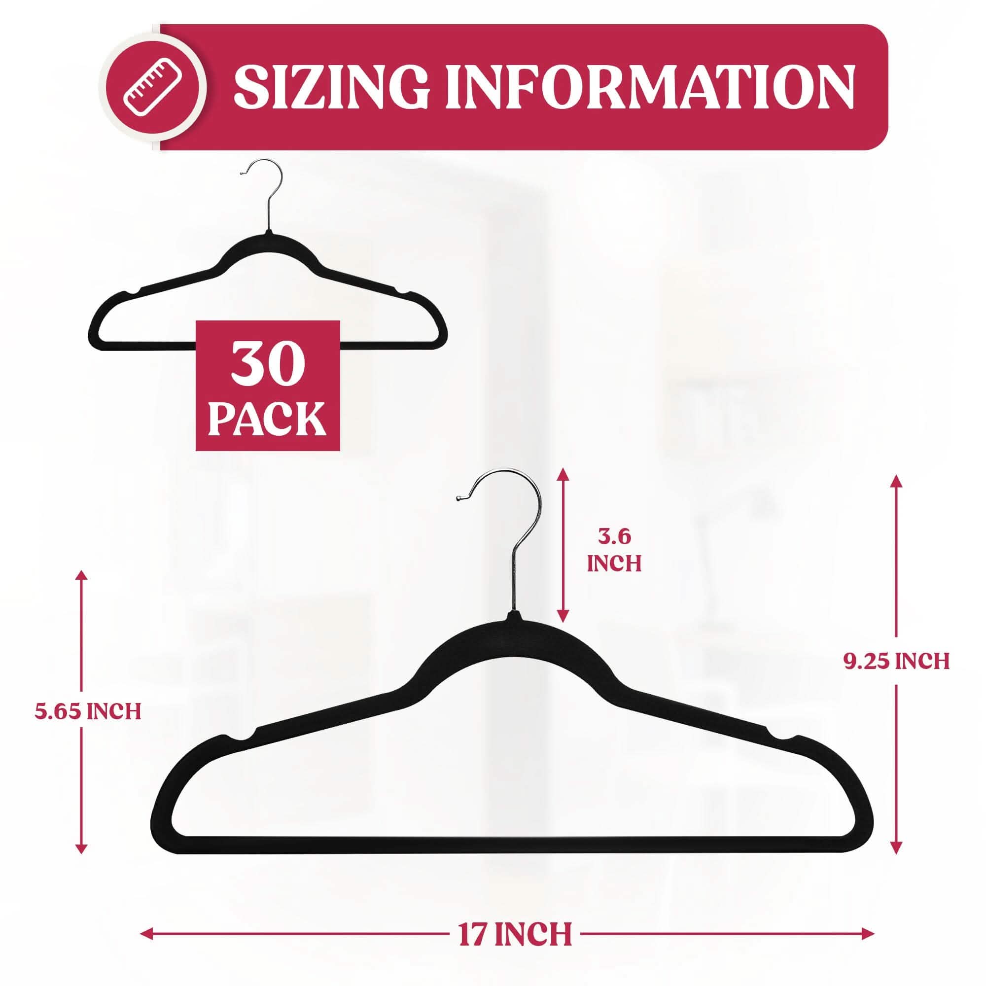 Lot de cintres en velours antidérapants de la collection Lux Decor – Organiseurs de rangement pour vêtements, gain de place, pour penderie