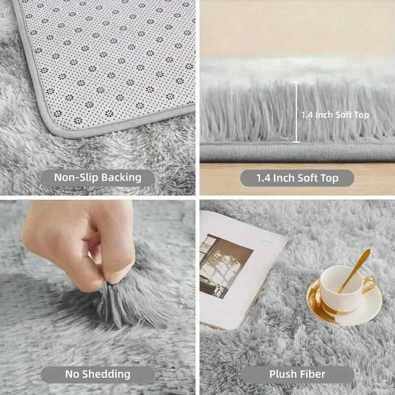 Tapis ovale de luxe en fausse fourrure douce
