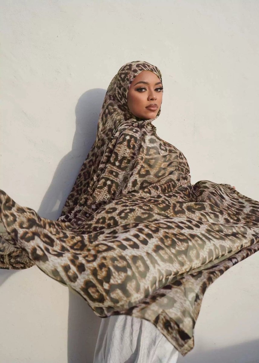 Luxury Premium Silk-Like Printed Hijab Scarf | 180x85cm Large Rectangle Hijab(MH146)