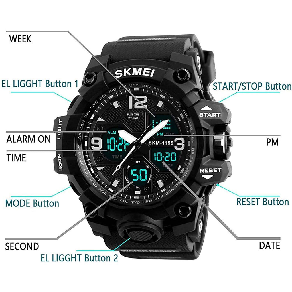 LYMFHCH Large Dual Dial Time Outdoor Army Wrist Watch Tactical