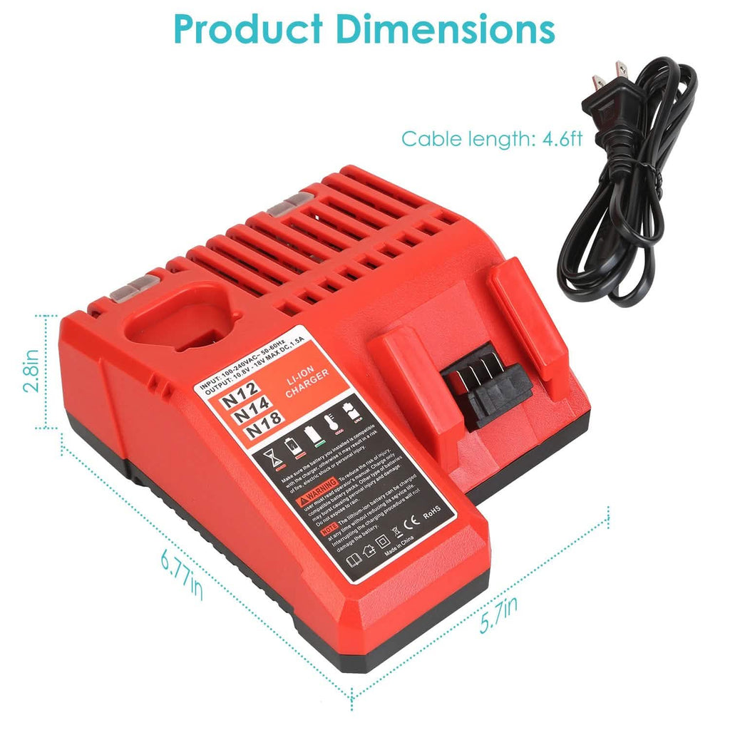 Chargeur rapide M12 M18 compatible avec les batteries Milwaukee