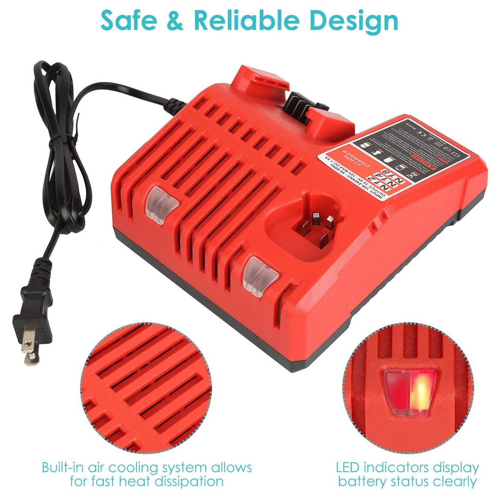 Chargeur rapide M12 M18 compatible avec les batteries Milwaukee