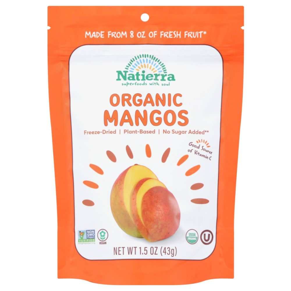 NATIERRA: Freeze Dried Organic Mangos - 1.5 oz | Organic Healthy Snack