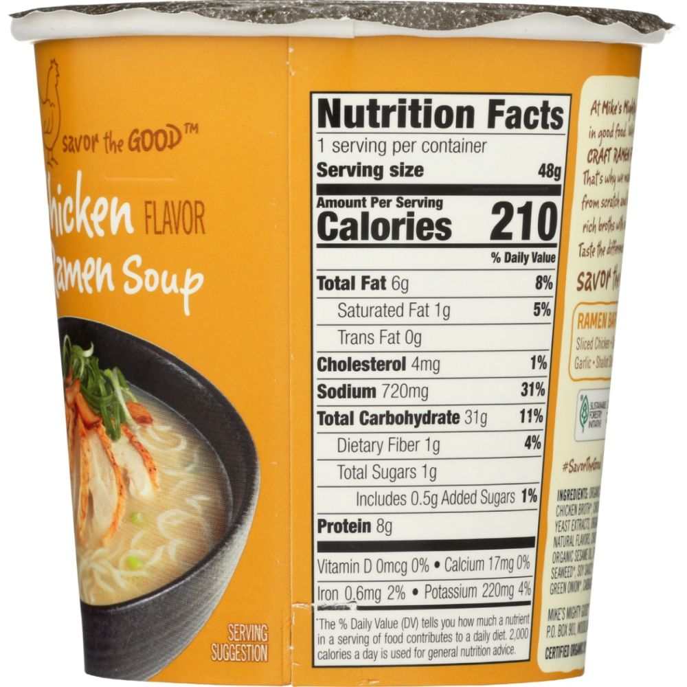 MIKES MIGHTY GOOD: Chicken Flavor Ramen Noodle Soup Cup, 1.6 oz