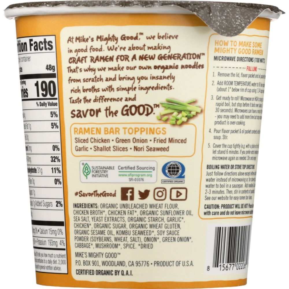 MIKES MIGHTY GOOD: Chicken Flavor Ramen Noodle Soup Cup, 1.6 oz
