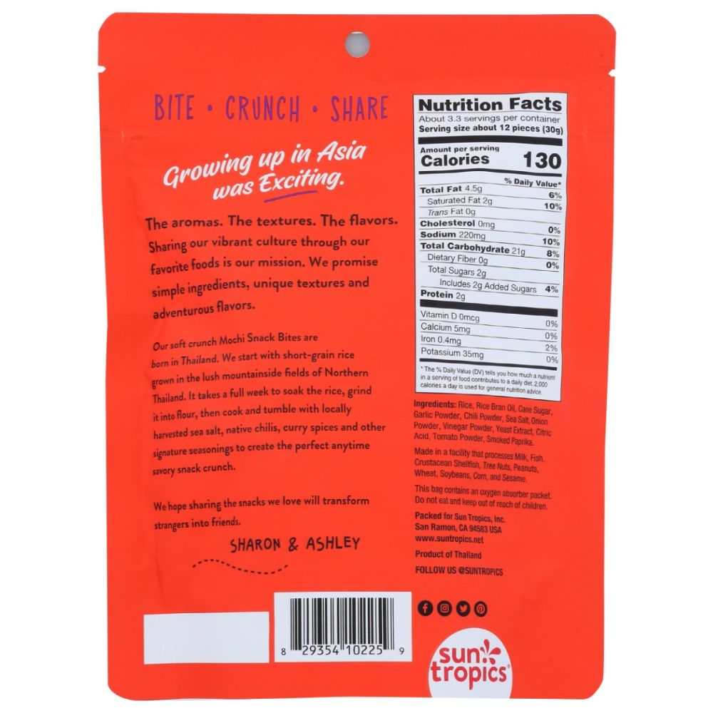 SUN TROPICS: Thai Bird Sriracha Mochi Snack Bites, 3.5 oz