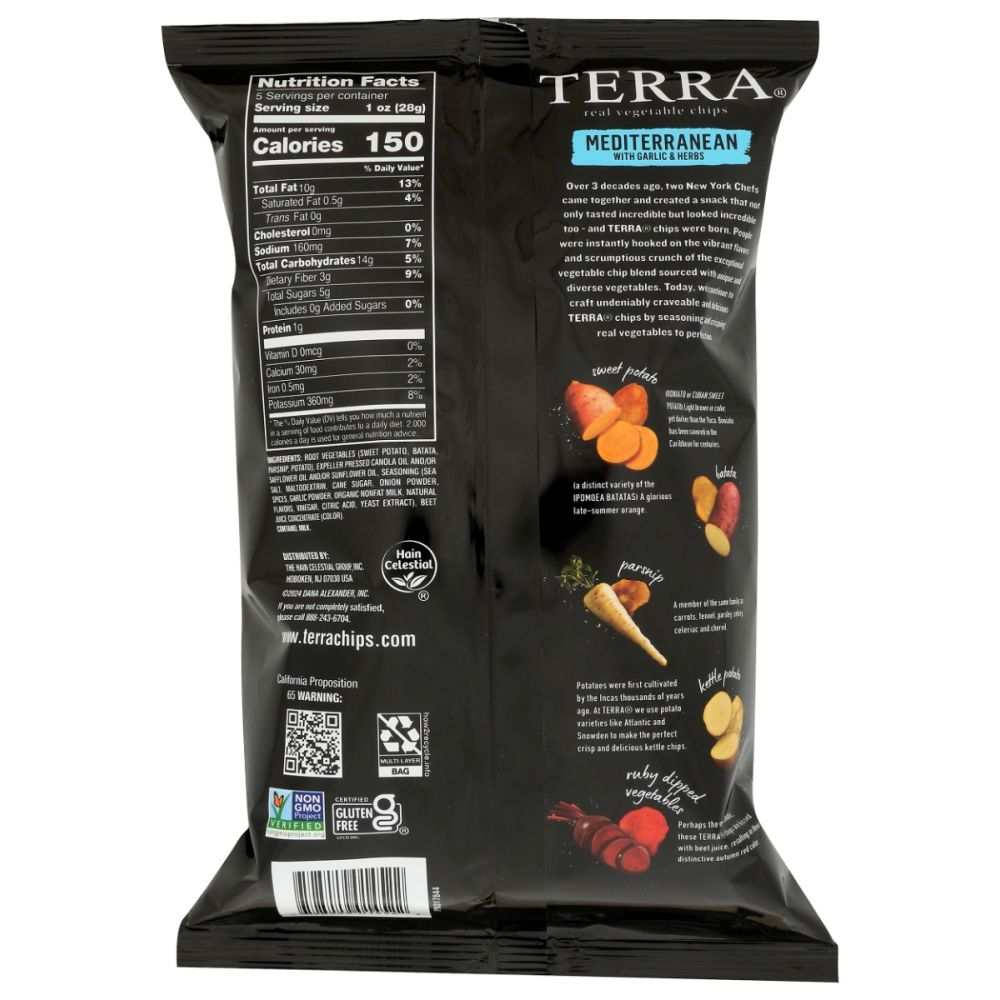 TERRA CHIPS: Mediterranean| Garlic & Herbs Chips, 5oz |Delicious Snack