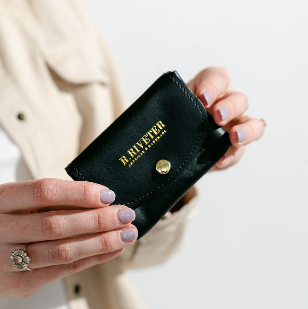 Ida Mini | Signature Black Leather Card Holder Wallet