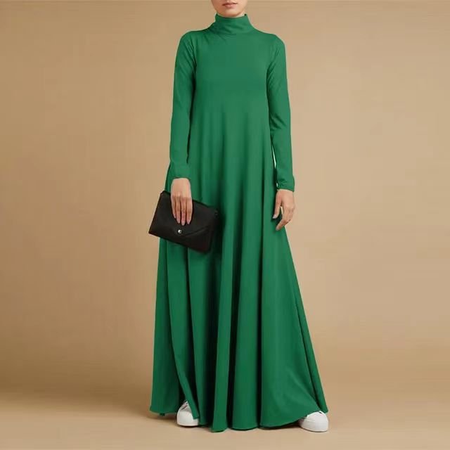 High Neck Modest Abaya | Solid Color Long Sleeve Abaya With High Neck (MA102)