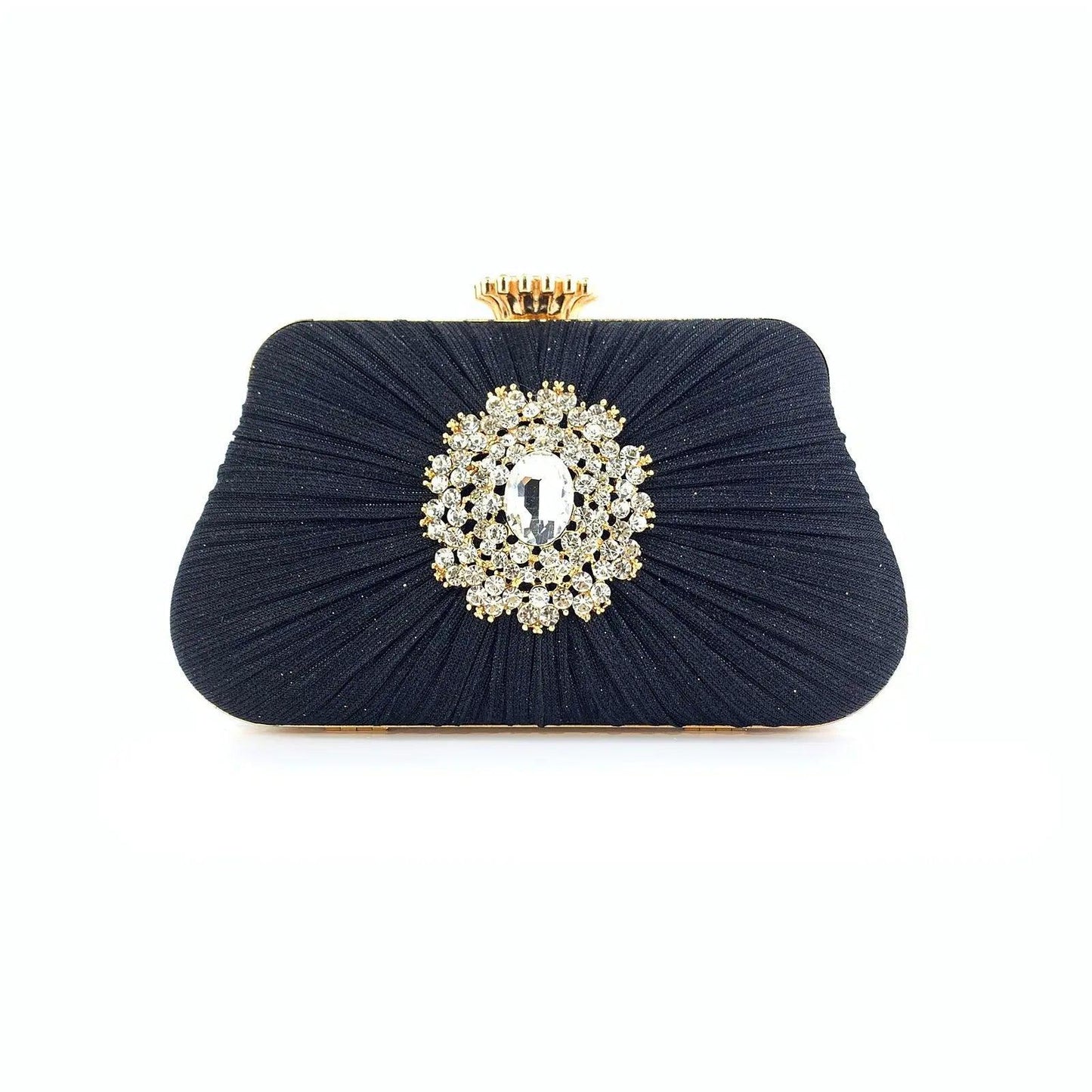 MAC033 Women's Pleated Craft Rhinestone Bag