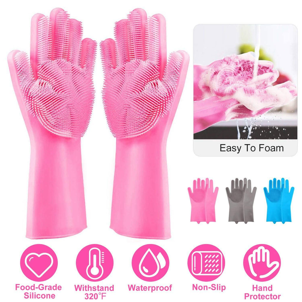 Magic Silicone Brush Dishwashing Gloves