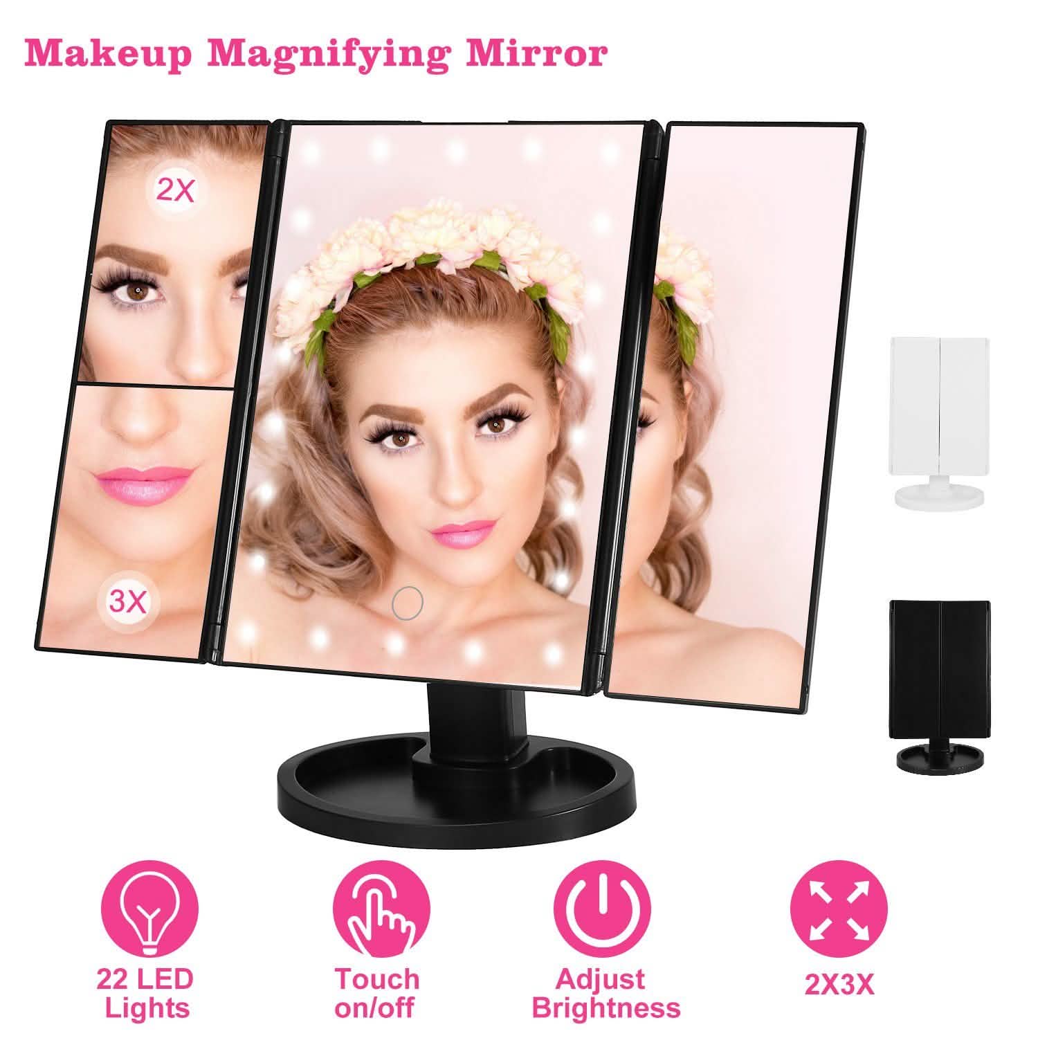 Miroir de maquillage avec 22 lumières LED