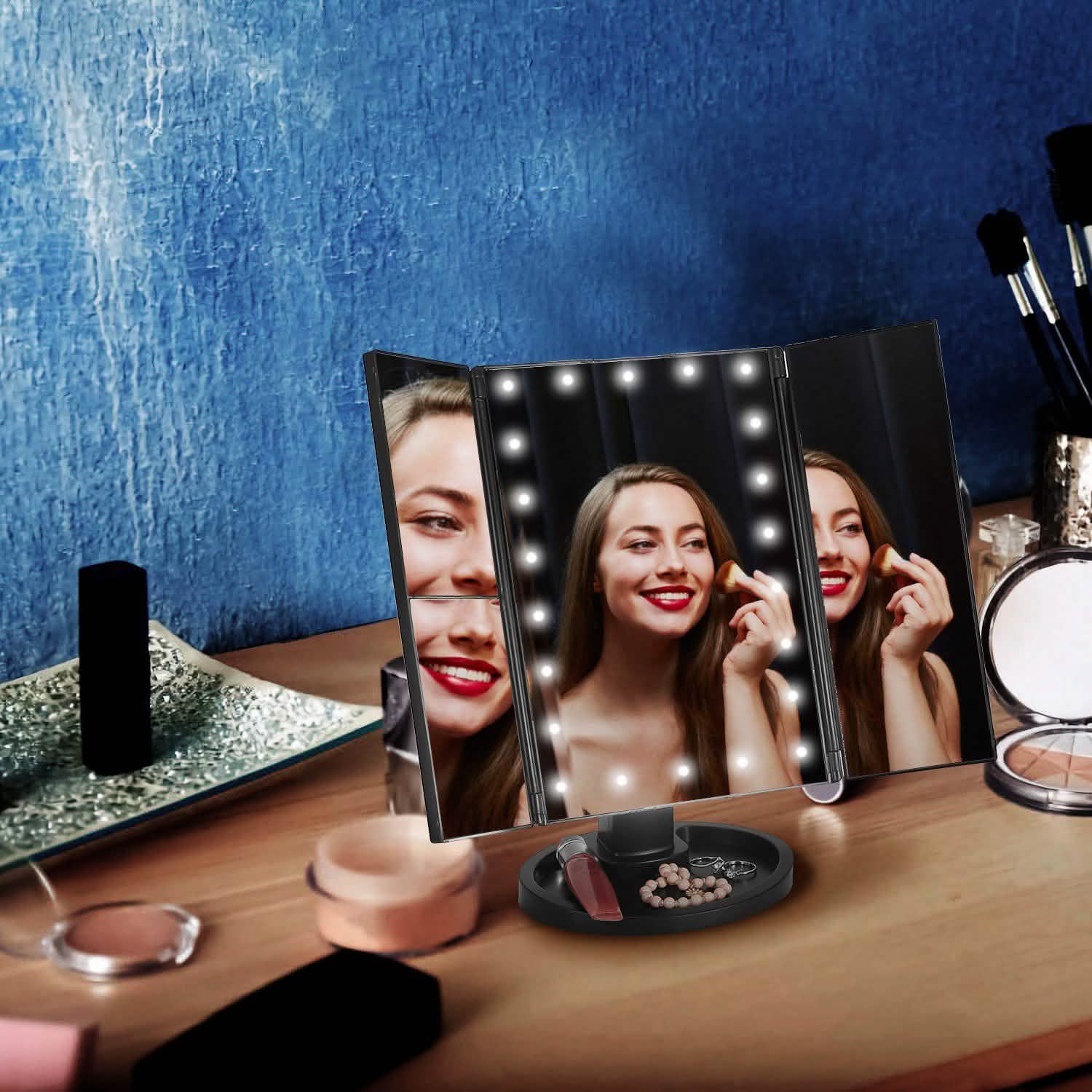 Miroir de maquillage avec 22 lumières LED
