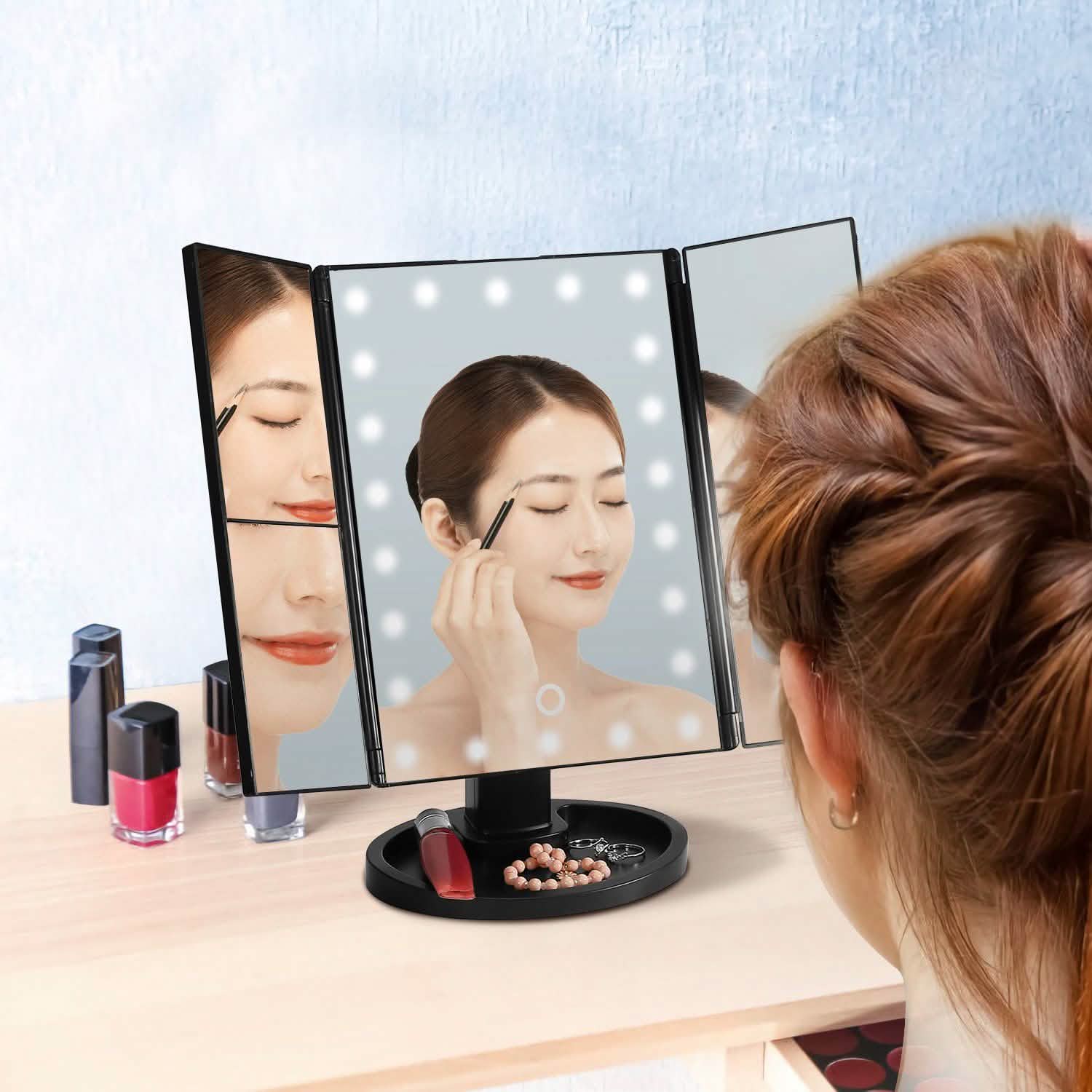 Miroir de maquillage avec 22 lumières LED