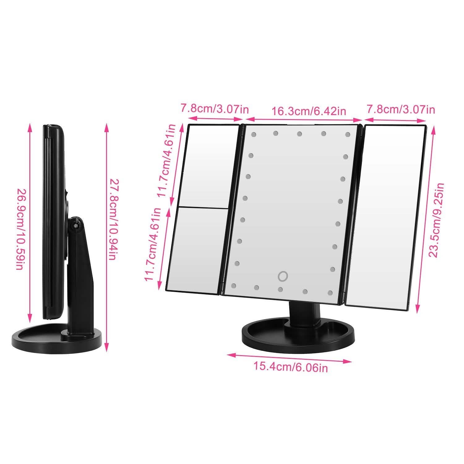 Miroir de maquillage avec 22 lumières LED