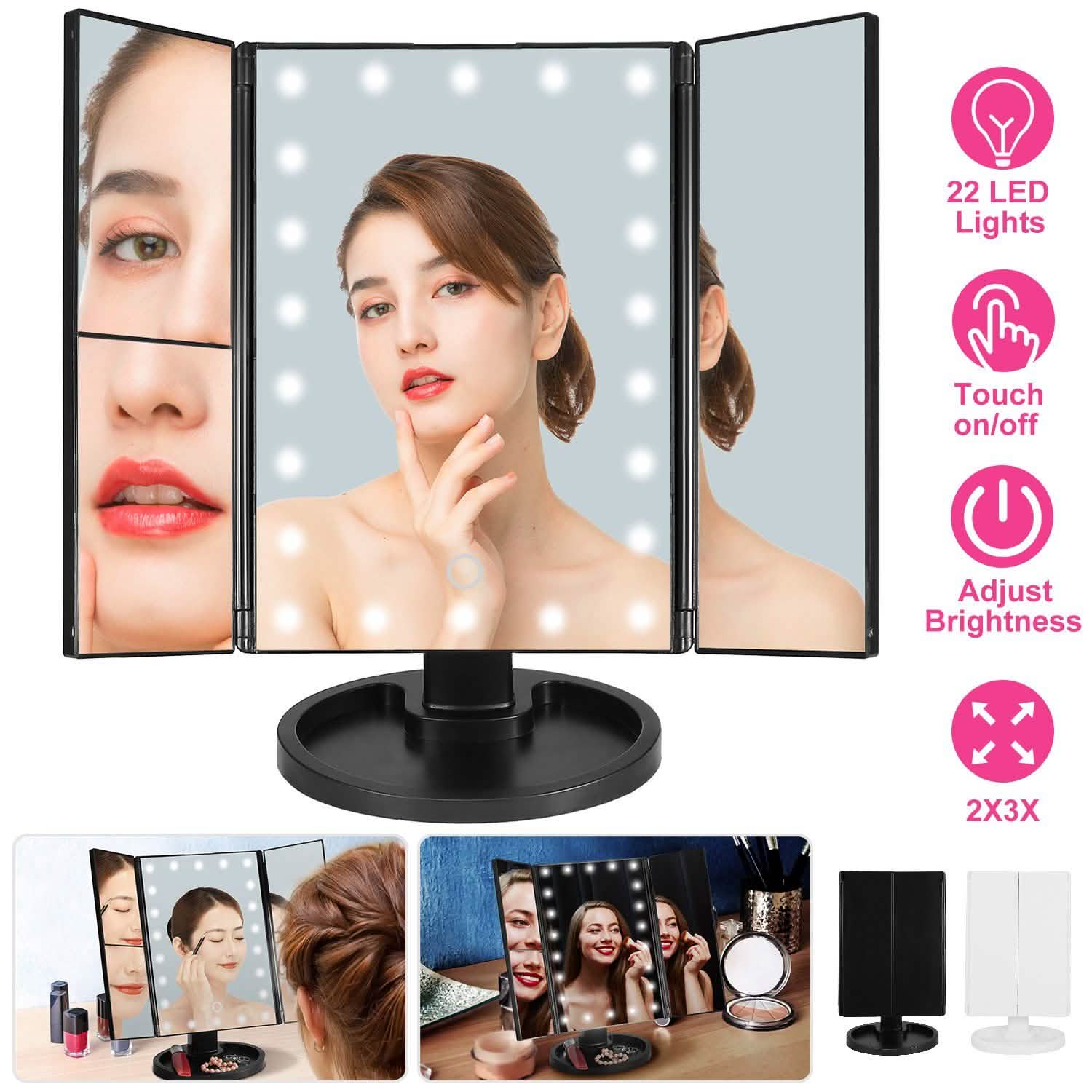 Miroir de maquillage avec 22 lumières LED