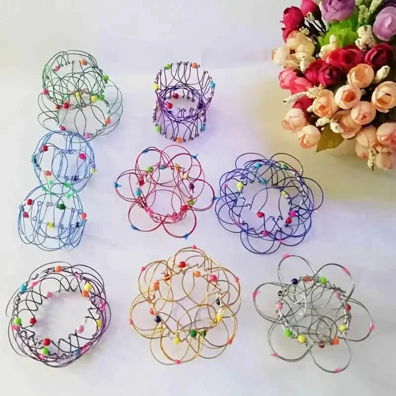 Panier de fleurs de décompression Mandala et jouets sensoriels en anneau d'acier