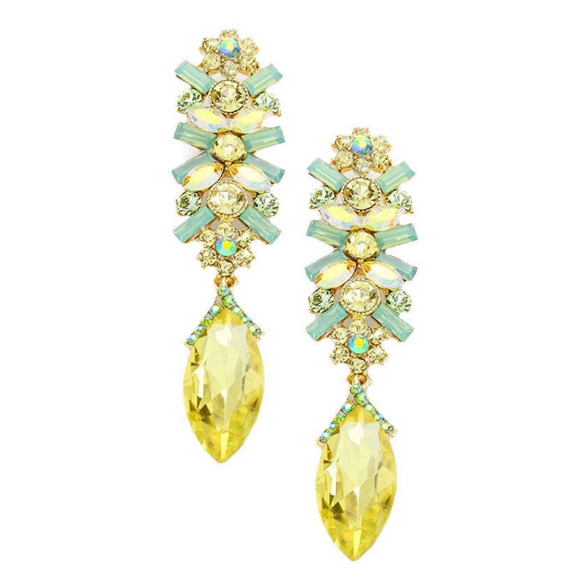 Marquise Glass Crystal Drop Evening Earrings