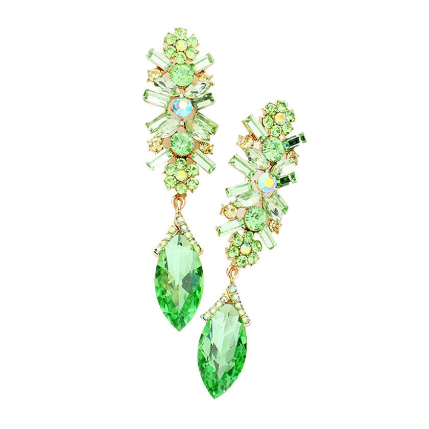 Marquise Glass Crystal Drop Evening Earrings