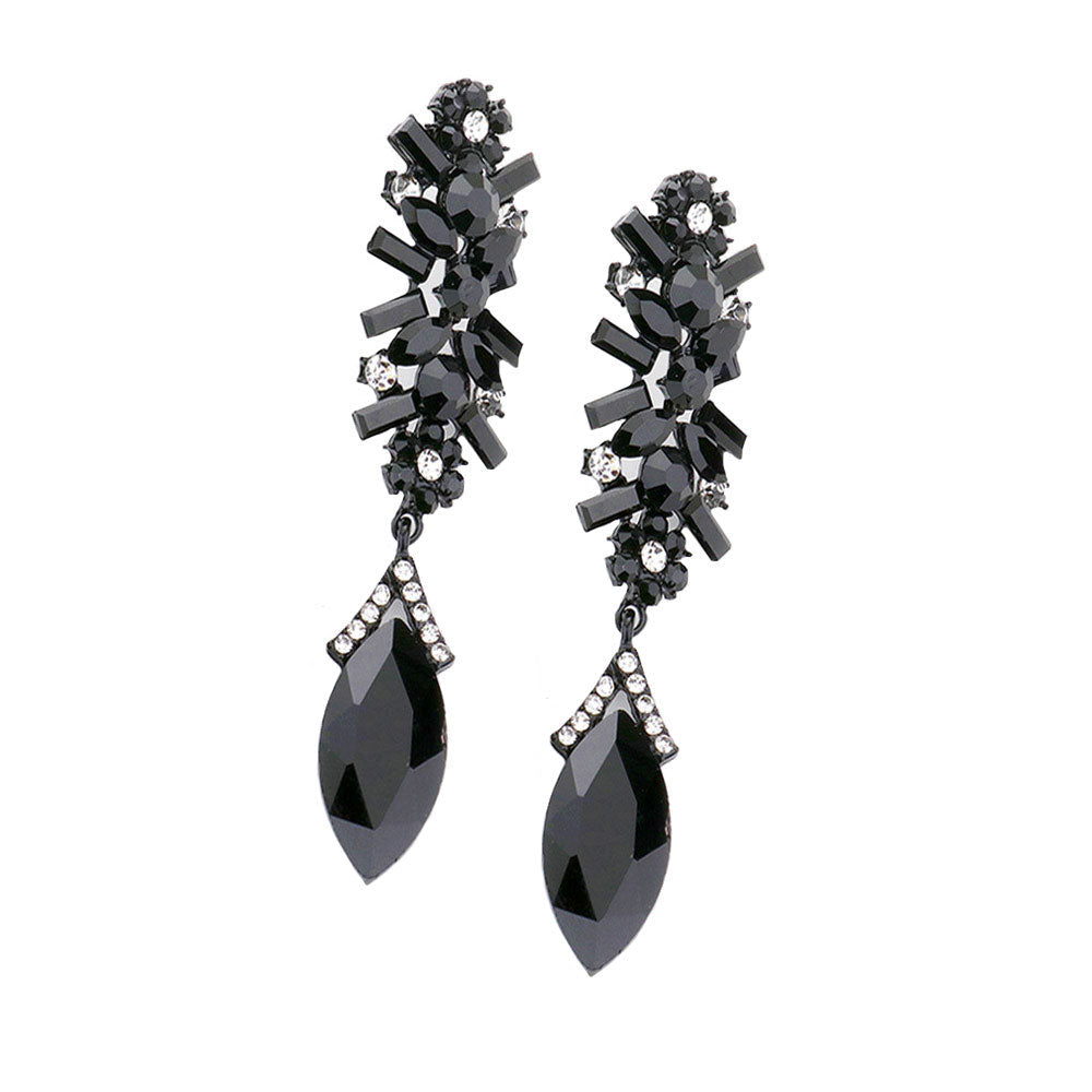 Marquise Glass Crystal Drop Evening Earrings