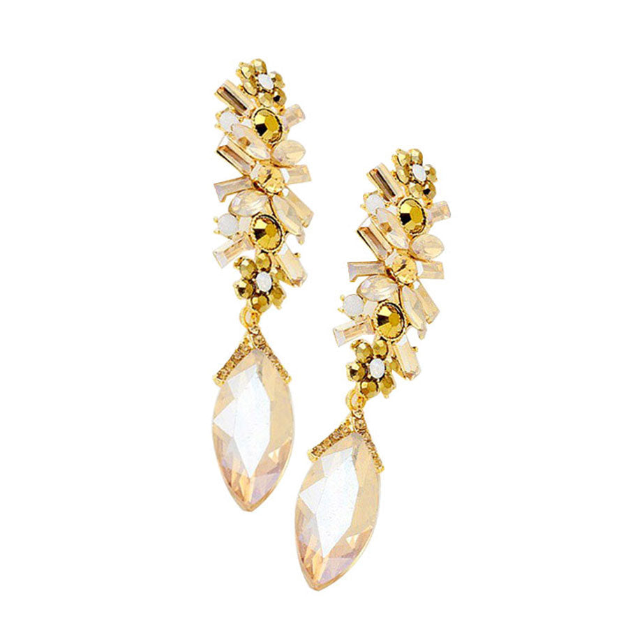 Marquise Glass Crystal Drop Evening Earrings
