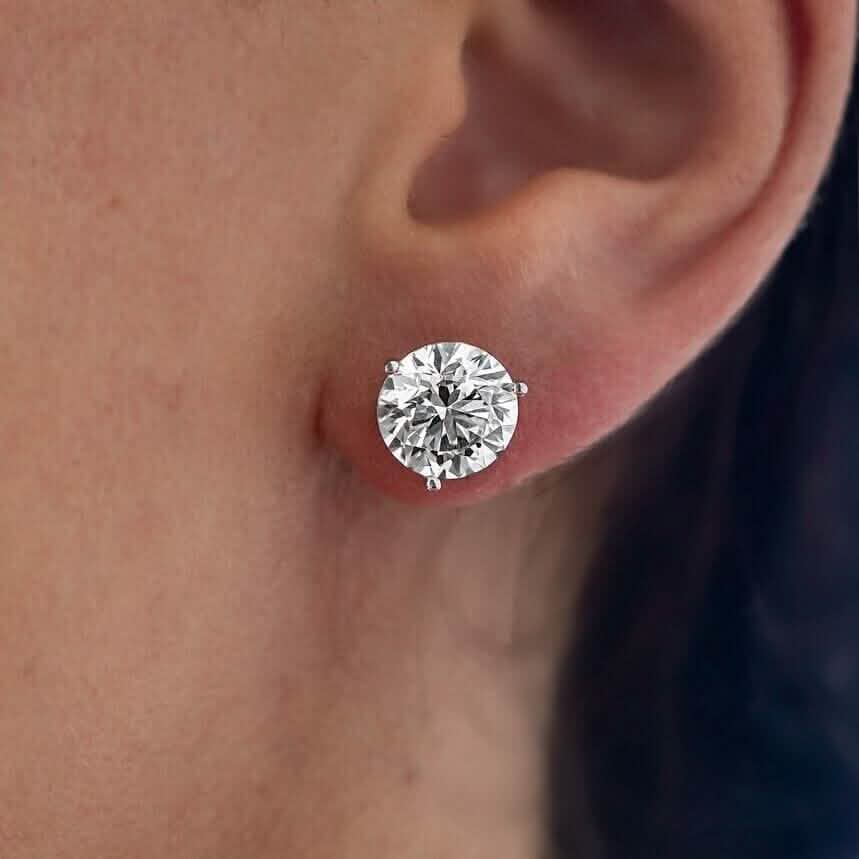 Martini 6.00 Ct D Vs1 Round Lab Created Diamond Earrings 4 Prong 14 K White Gold
