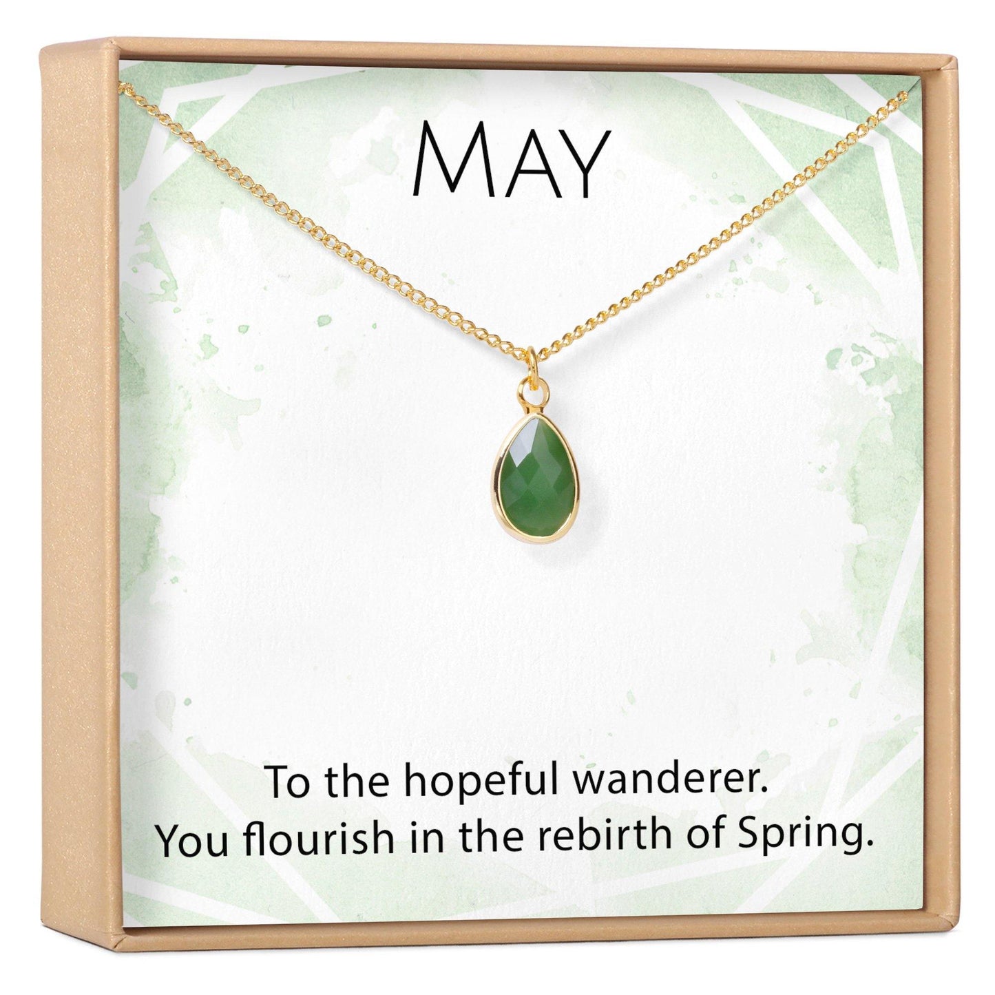 May Birthstone - Emerald Crystal Charm Necklace