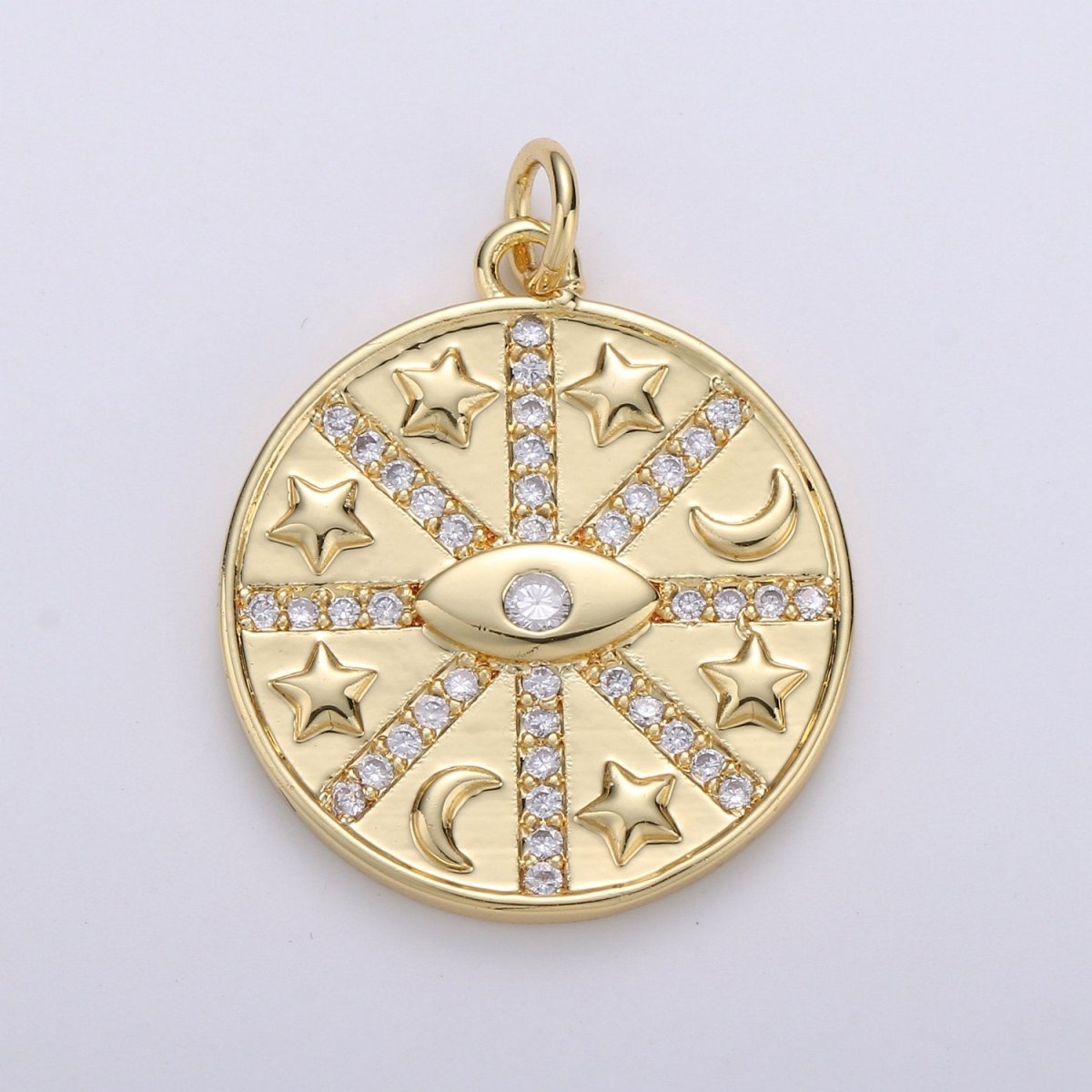 Medallion lucky Charm ,24K Gold Filled medallion,Medallion lucky charm,Medallion pendant,Elephant luck,horseshoe luck,Irish luck medallion D-478