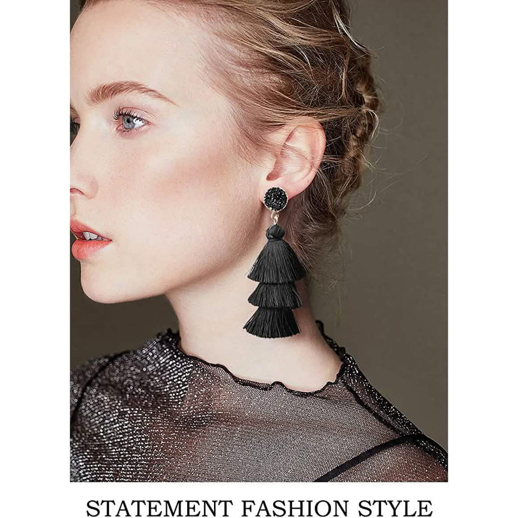 Me&Hz Colorful Layered Tassel Earrings