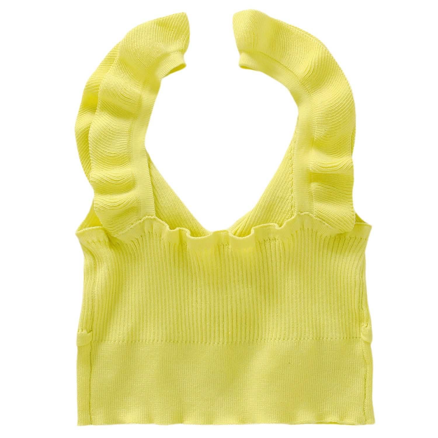 Meihuida女性用ノースリーブVネッククロップトップ