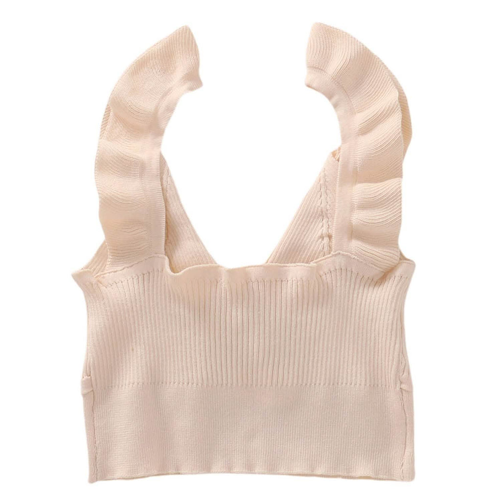 Meihuida女性用ノースリーブVネッククロップトップ