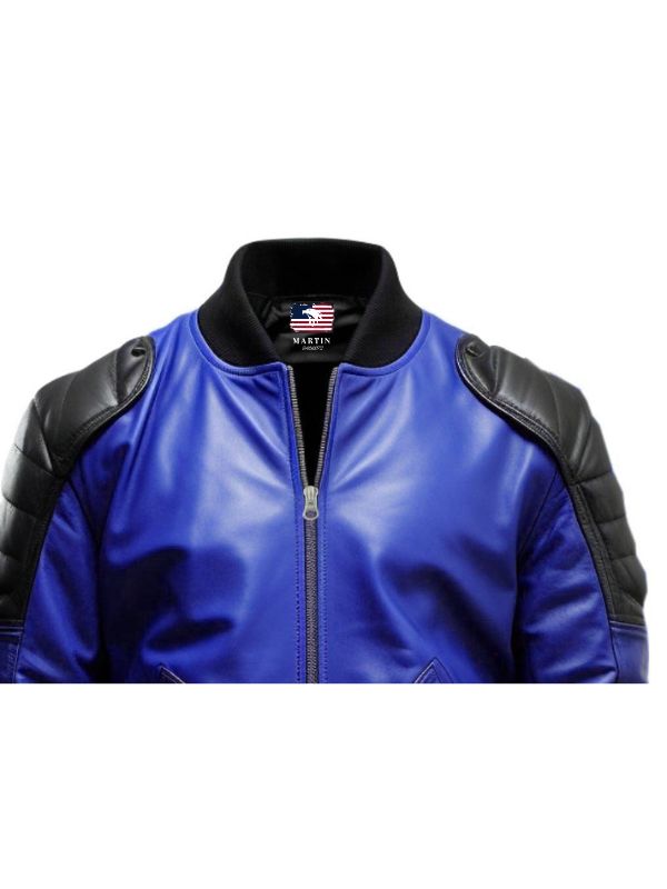 Blue Leather Jacket – Men Blue Faux Leather Jacket