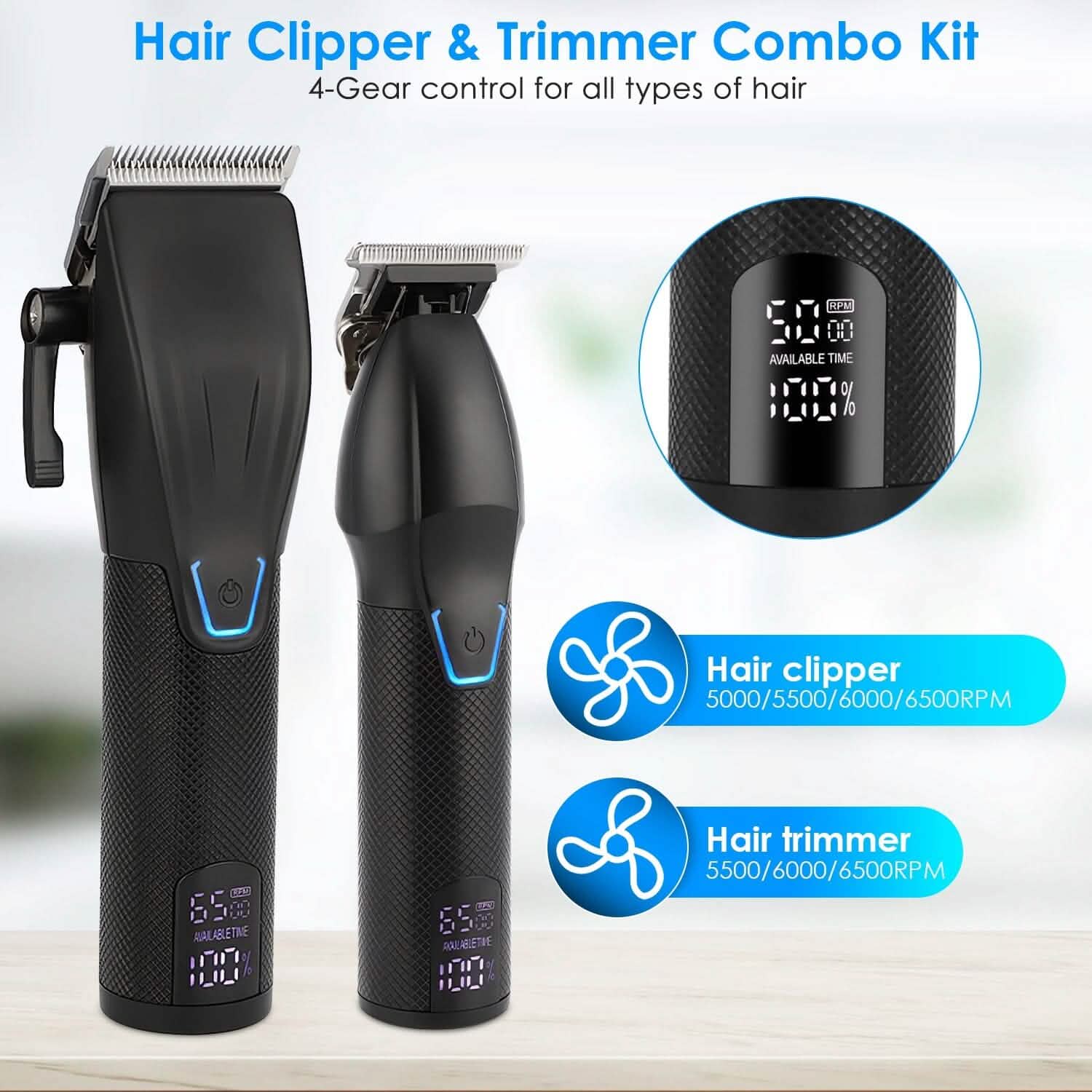 Men Electric Barber Clipper Hair Cutting Combo Set T Outliner Shaver Trimmers