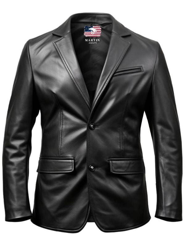 Men Leather Coat – Button Style