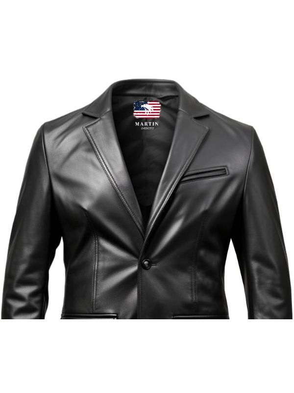 Men Leather Coat – Button Style