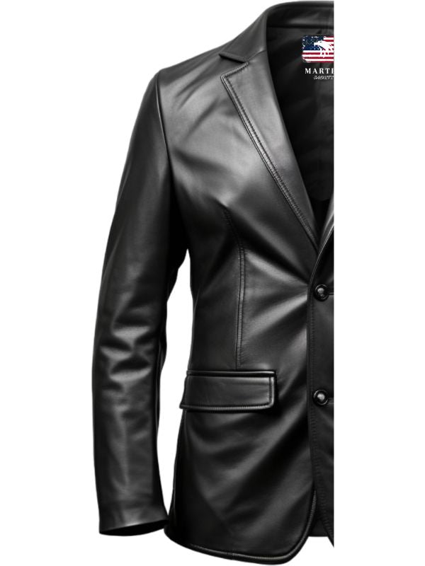 Men Leather Coat – Button Style