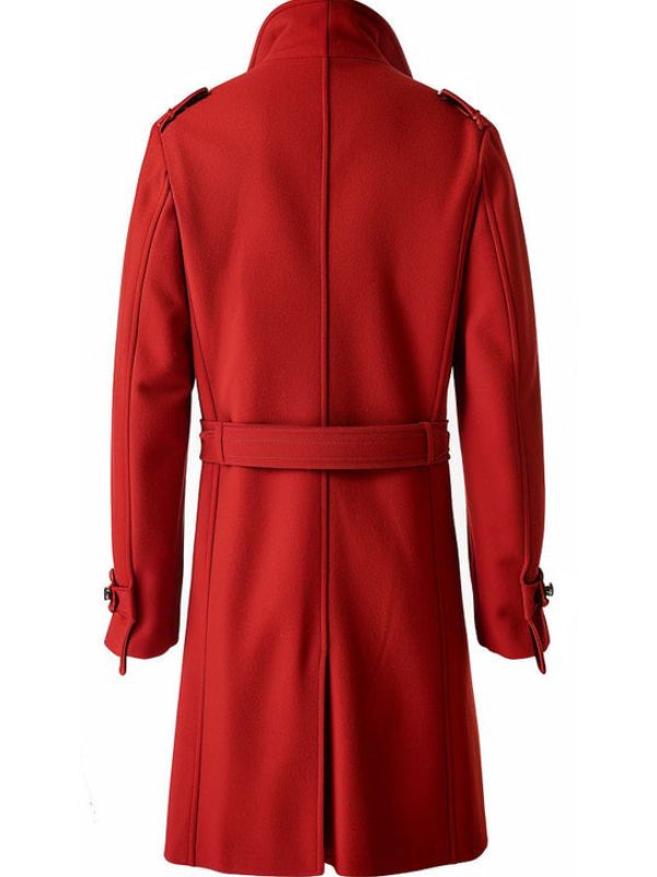 Men Stylish Red Wool Coat