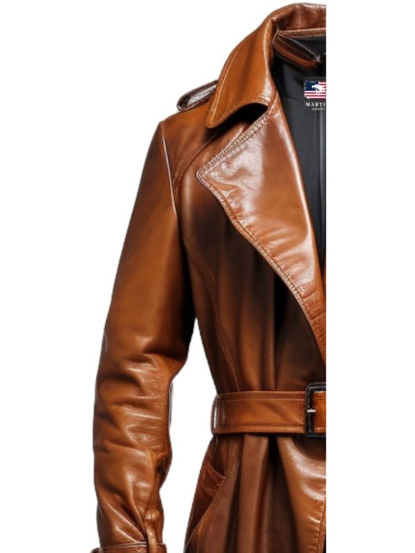 Men Vintage Brown Long Leather Coat – Detective Style