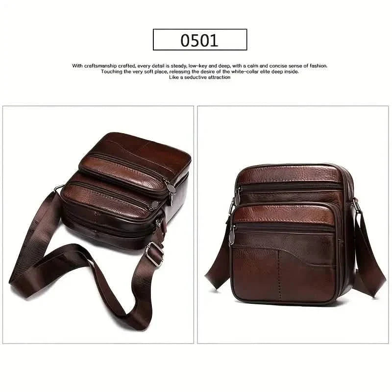 Sac à bandoulière en cuir véritable pour homme et femme