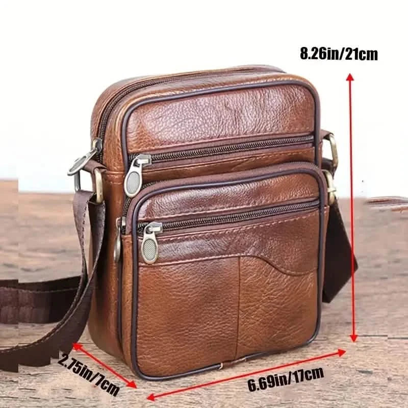 Sac à bandoulière en cuir véritable pour homme et femme