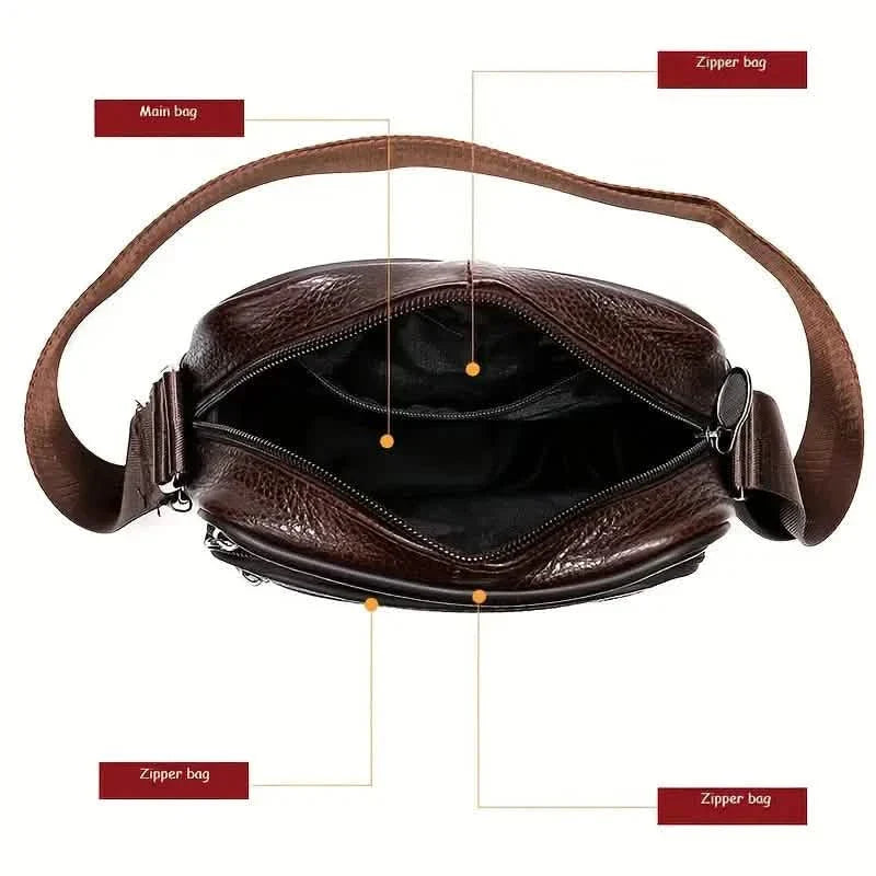 Sac à bandoulière en cuir véritable pour homme et femme