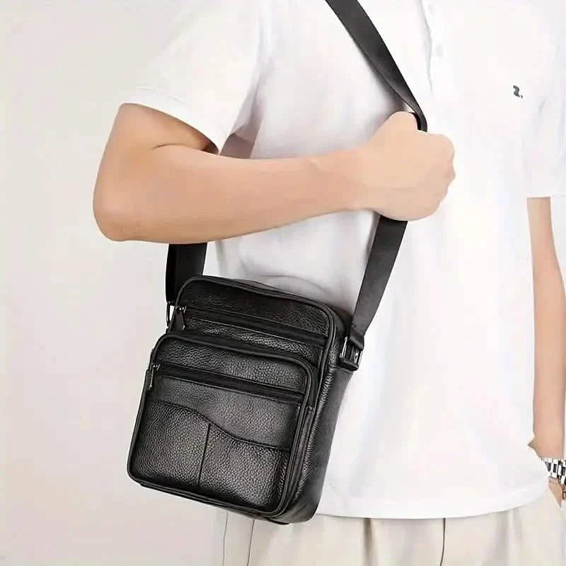 Sac à bandoulière en cuir véritable pour homme et femme