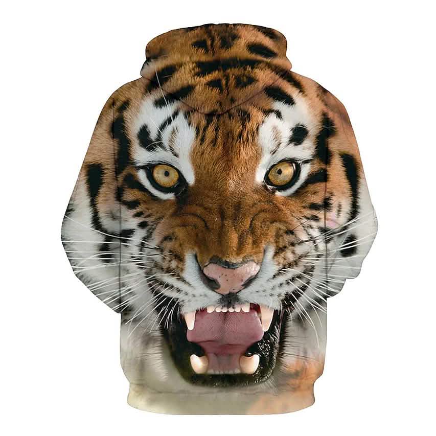 Sweat à capuche tigre 3D à motifs animaux pour hommes