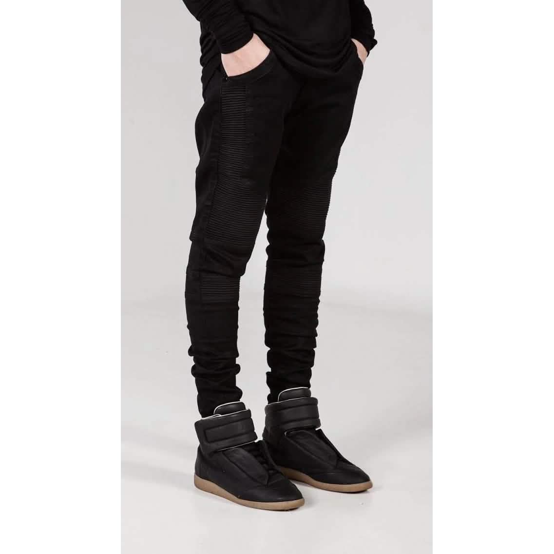 Pantalon Moto Homme Confortable Extensible, Jean Rétro Délavé et Déchiré