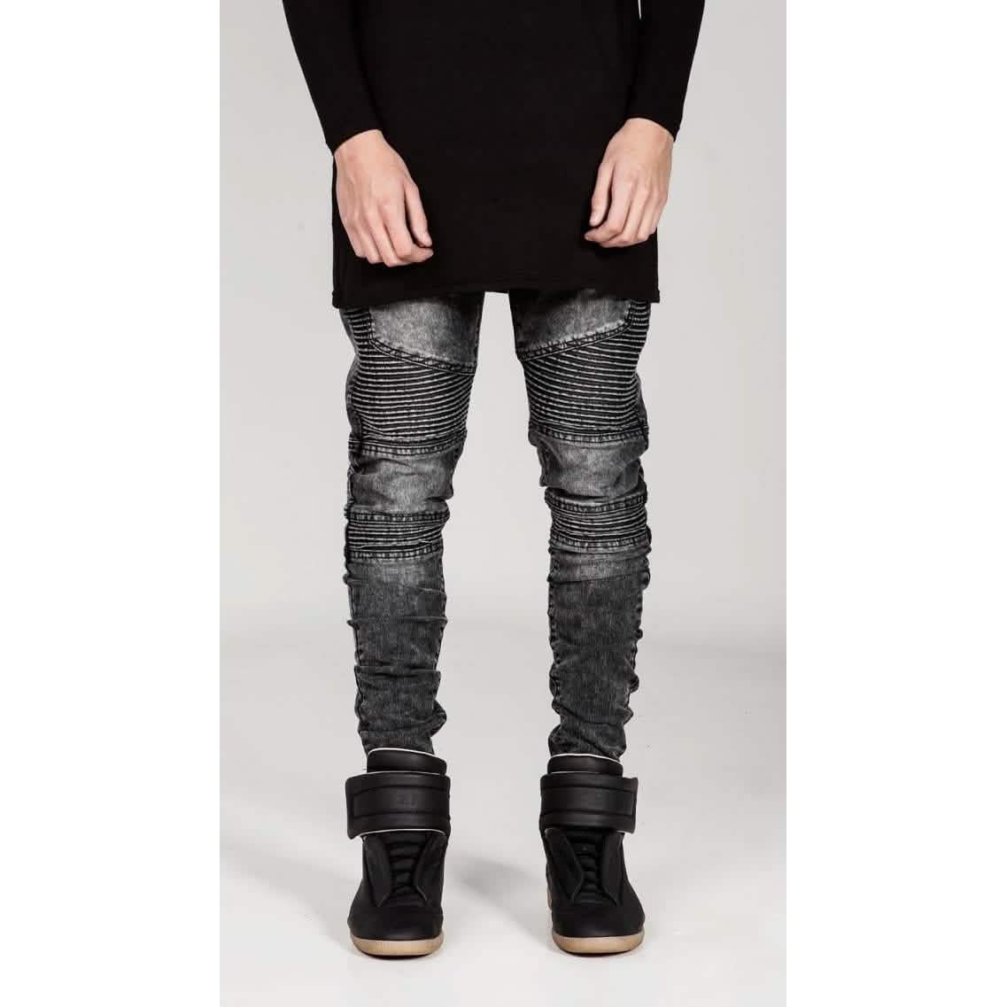 Pantalon Moto Homme Confortable Extensible, Jean Rétro Délavé et Déchiré