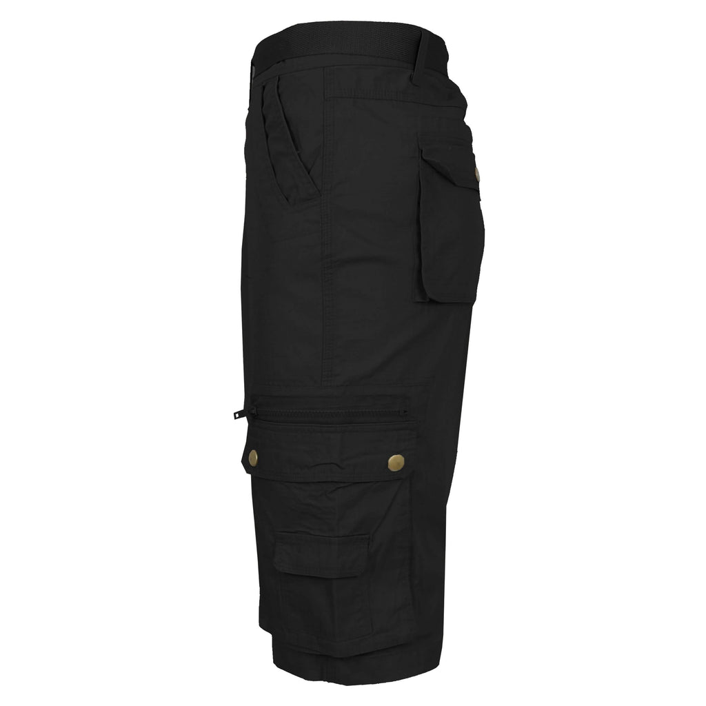 Shorts utilitaires cargo en coton grande taille pour homme avec ceinture